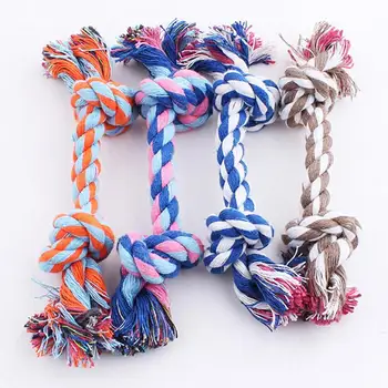 

Pet Toy 1Pcs New Puppy Dog Cotton Braided Bone Rope Double Knot Cotton Rope Trumpet Chew Knot