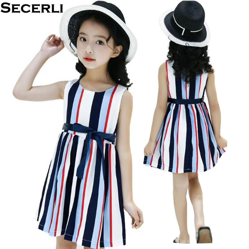 Sleeveless Girls Dress Summer 3 to 15 Years Kids Clothes 2020 O-neck A line Children Casual Vestidos Teenage 10 12 | Детская одежда и