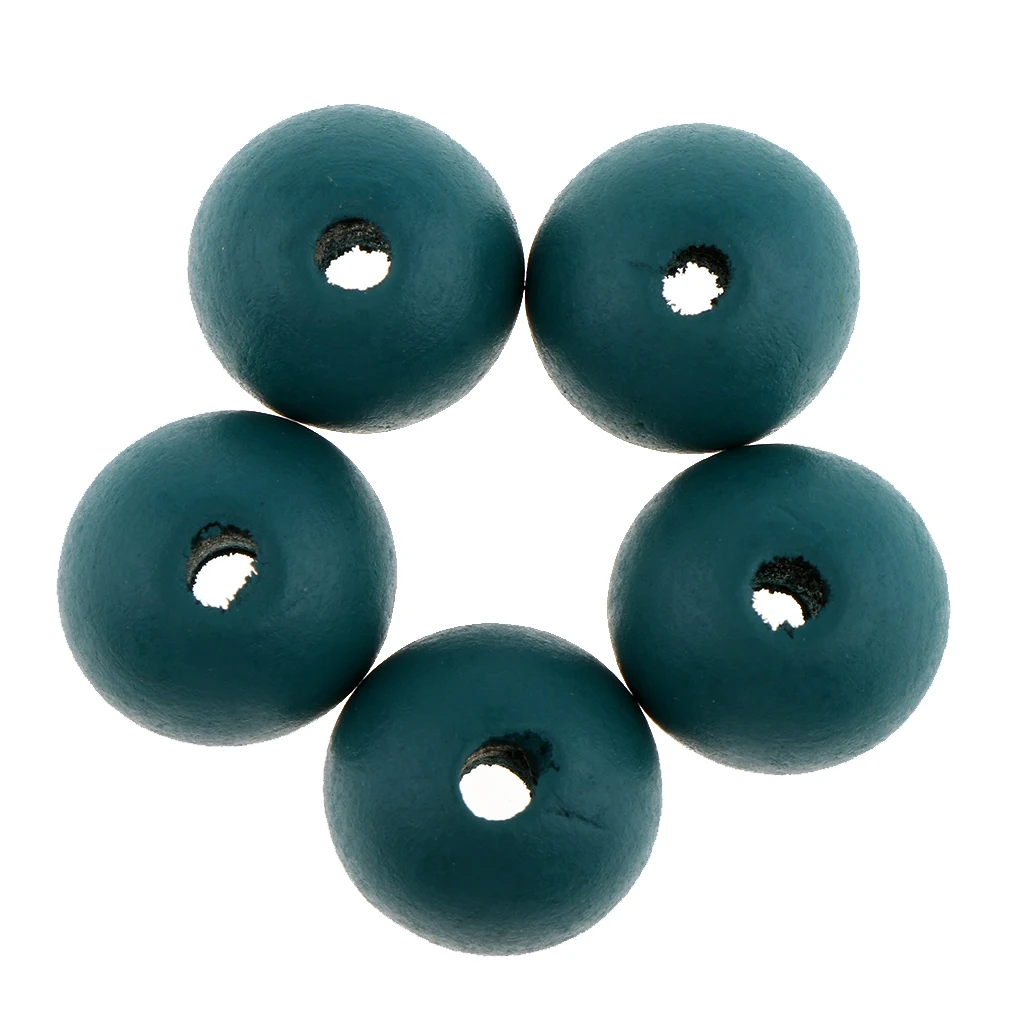 30 Pieces Dyed Color Natural Wood Spacer Loose Beads Necklace Bracelet Charms Findings 20mm