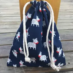 YILE 1 шт хлопок поплин Drawstring сумка Организатор вечерние подарок мешок печати осел темно-синий YL408f