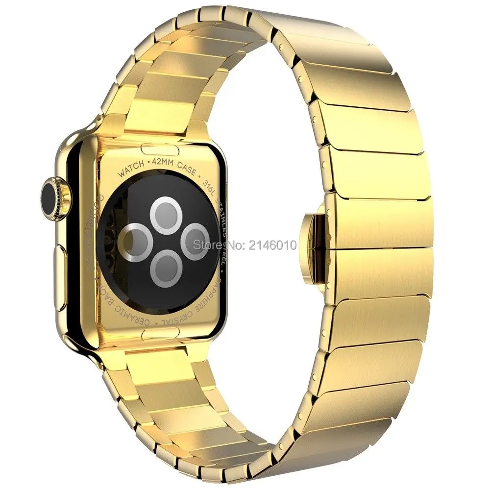 Нержавеющая сталь металлический браслет ссылку для 38 мм/42 мм Apple Watch Series 4/3/2/1 Спорт и Edition бабочка раскладывающаяся застежка ремешок для наручных часов