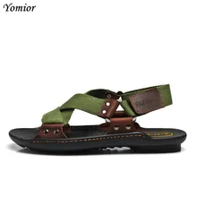 Yomior/мужские сандалии ручной работы из коровьей кожи; Новинка года; Летняя мужская обувь; Мужская дышащая повседневная обувь; прогулочные сандалии