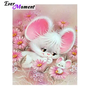 

Ever Moment Mosaic Diamond Painting Lovely Mouse Pink Flower Cute 5D DIY Rhinestones Diamond Embroidery Full Square S2F224