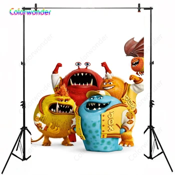 

Kids Background for Photography Colorful Freaks with Yellow Baseball Uniforms 5x7ft White Custom Kids Birthday Party Backdrops