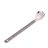 TOAKS Ultralight Titanium Spoon Long Handle Spork with Polished Bowl 215mm 1