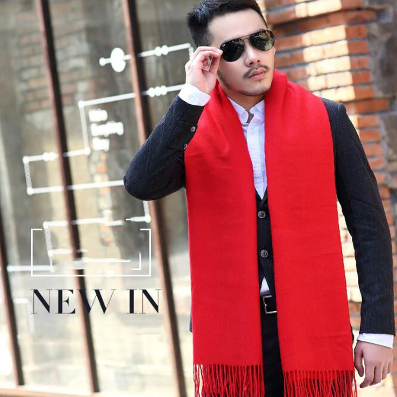 men wearing scarves 200*70cm Men Solid Grey cashmere thicken shaw cashmere scarves with tassel man winter warm scarf male outdoors supplies mens snood scarf