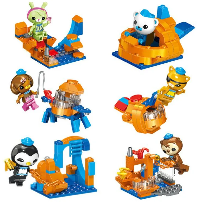 Hot!!! 6 In 1 Kids Favorite Anime Cartoon Octonauts Building Legoings