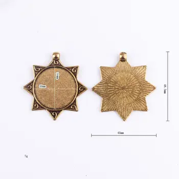 

Fit 30x30mm Pendant Single Loop Sun Antique Gold Pendants Setting CabochonCameo Base Tray Bezel Blank DIY Jewelry Finding