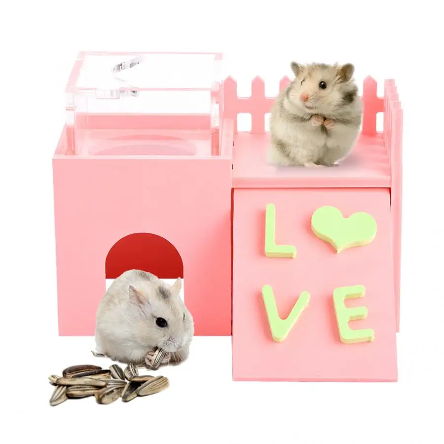 

Wood Bed Pet Rabbit Hamster House Bed Double Layers Hamster Play House Wooden Feeder Bed Toy For Pet Rodent Animals Hamster
