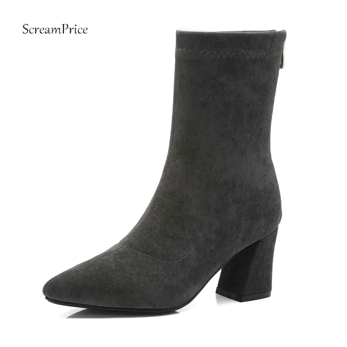 suede high heel ankle boots