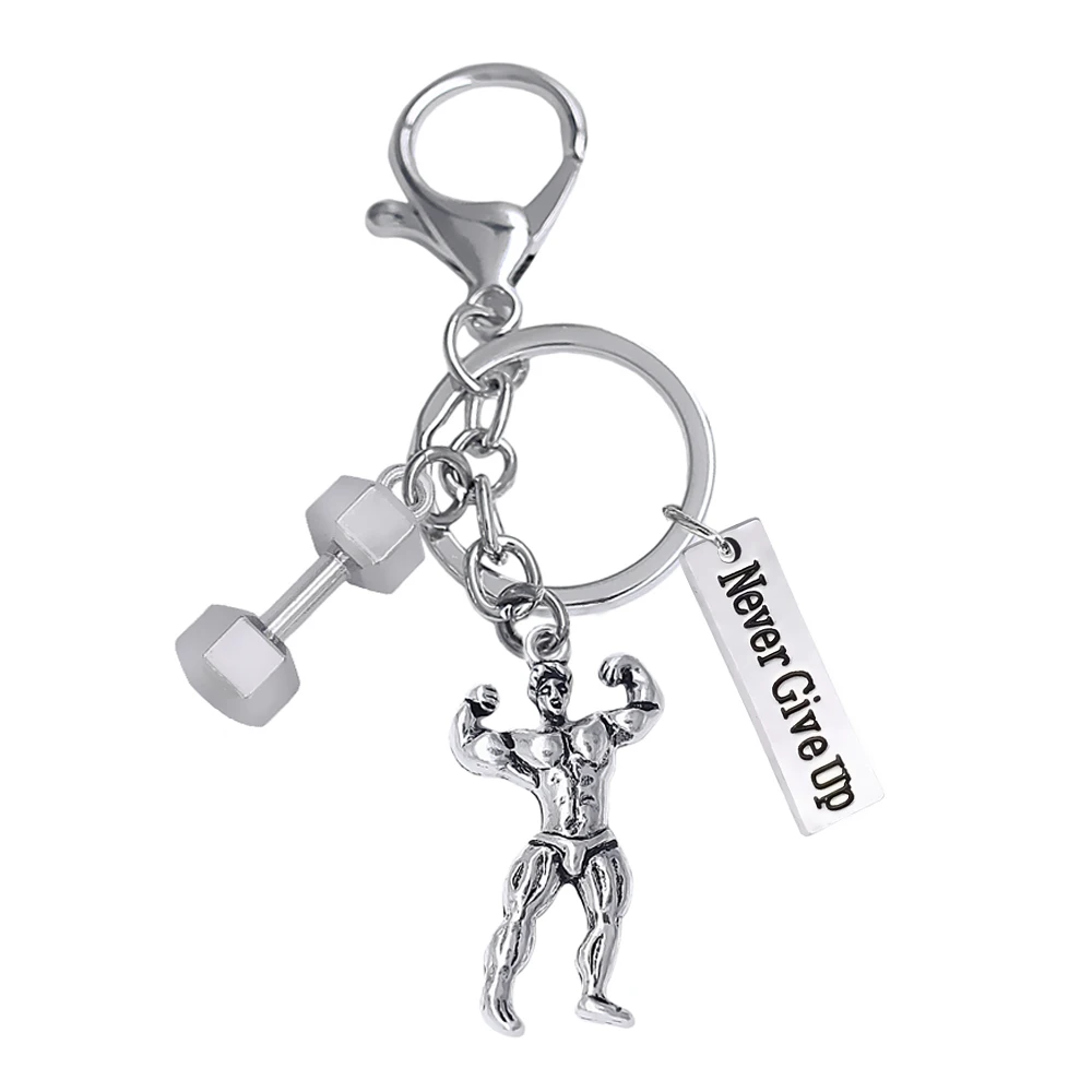 

Popular fitness fitness keychain 3D metal barbell charm combination key chain FIT gym bodybuilder gift souvenir key holder