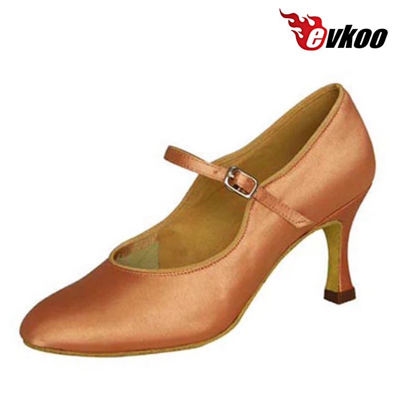 

Evkoodance Ballroom Shoes 4 Different Colors Black White Tan Khaki Satin 7cm Heel Ballroom Dance Shoes For Ladies Evkoo-013