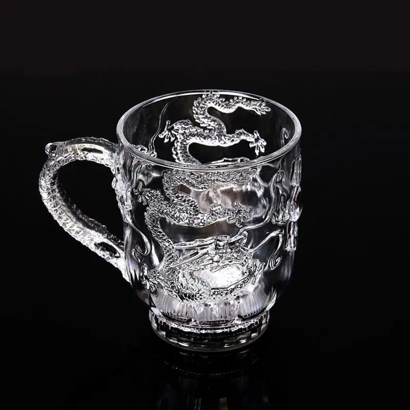 Современный стиль пивная стеклянная кружка кофейная чашка с рисунком дракона прозрачная чашка для воды кунг-фу чайная посуда для напитков настольные аксессуары украшения