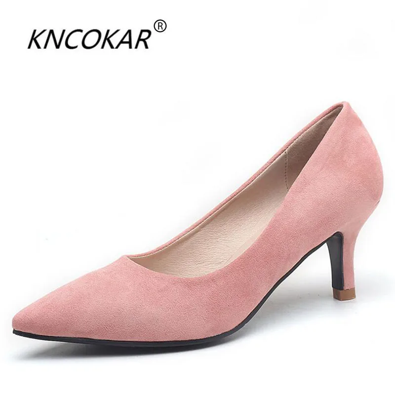 

KNCOKAR 2017 spring and autumn Professional women's shoes new Fashionable suede high-heeled shoes Elegant female's shoe hot sale