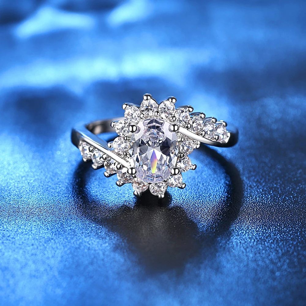 Гусиное яйцо в форме моря кольцо с голубым камнем кристалл кольцо для женщин модный подарок для свадьбы, помолвки кольцо ювелирные изделия