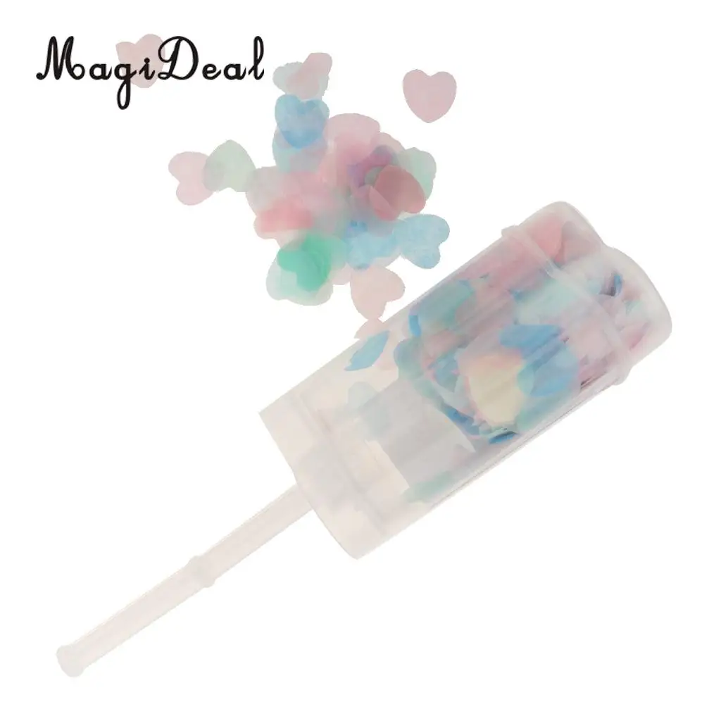 MagiDeal Bridesmaid Flower Girl Biodegradable Popper Pusher Heart Confetti Container Throwing Sprinkles Wedding Table Decor