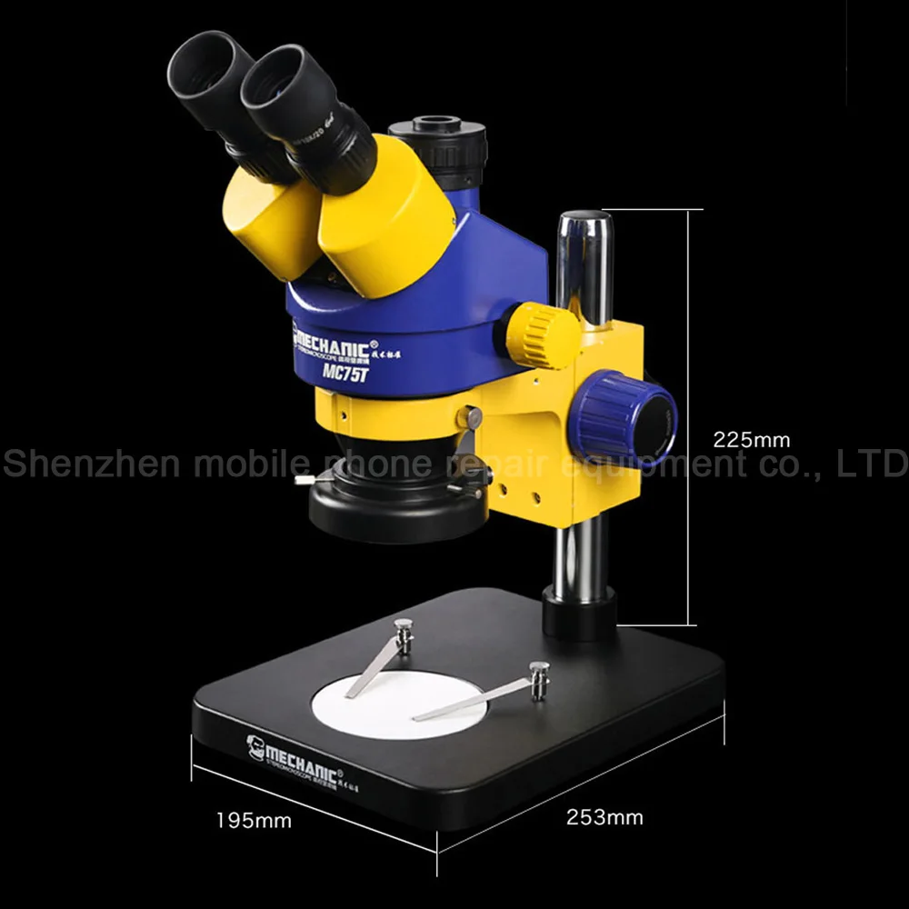 Механический промышленный Тринокулярный Стерео микроскоп 7X-45X большой широкоугольный HD камера для обслуживания телефона IPHONE