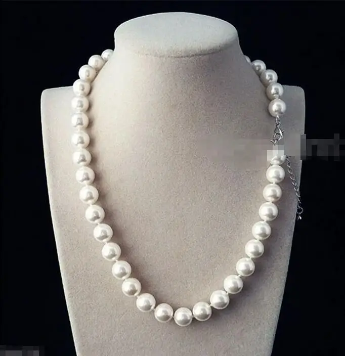 

Hot sale new Style >>>>>Beautiful Natural 10mm Silver White South Sea Shell Pearl Necklace 18" AAA+