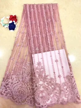 

2019 high quality French Nigerian sequins net lace,African tulle mesh sequence lace fabric for party dress 5yards/lot ALC-CD1822