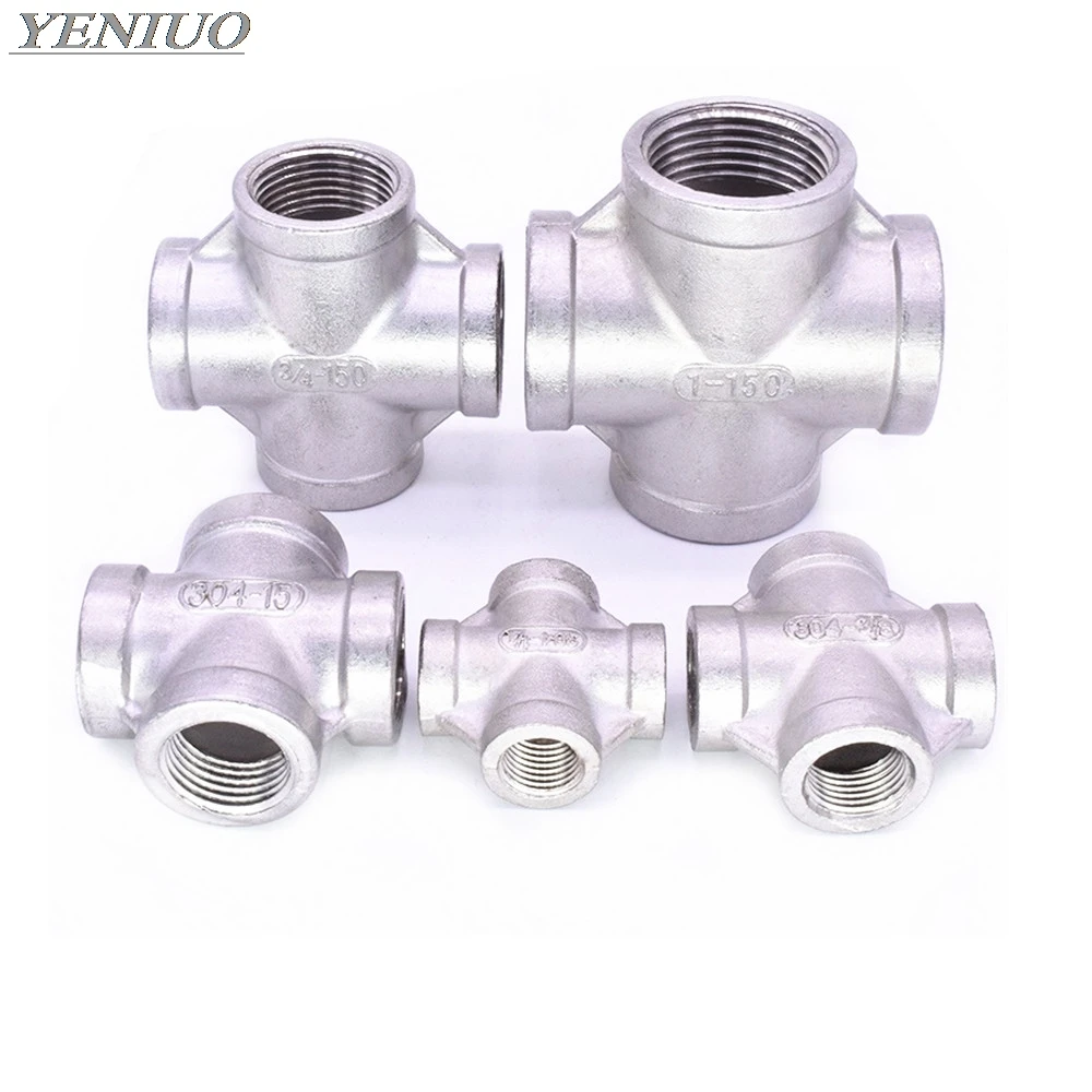 

Stainless Steel 304 1/8" 1/4" 3/8" 1/2" 3/4" 1" 1-1/4" 1-1/2" Female BSP Thread Pipe Fitting 4 way Equal Cross Connector SS304