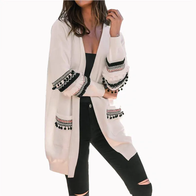

Autumn Women Jackets Plus Size Thin Sweater 2019 Long Sleeve Cardigan Pockets Spliced Solid Loose Casual Knit Sweater Women Tops
