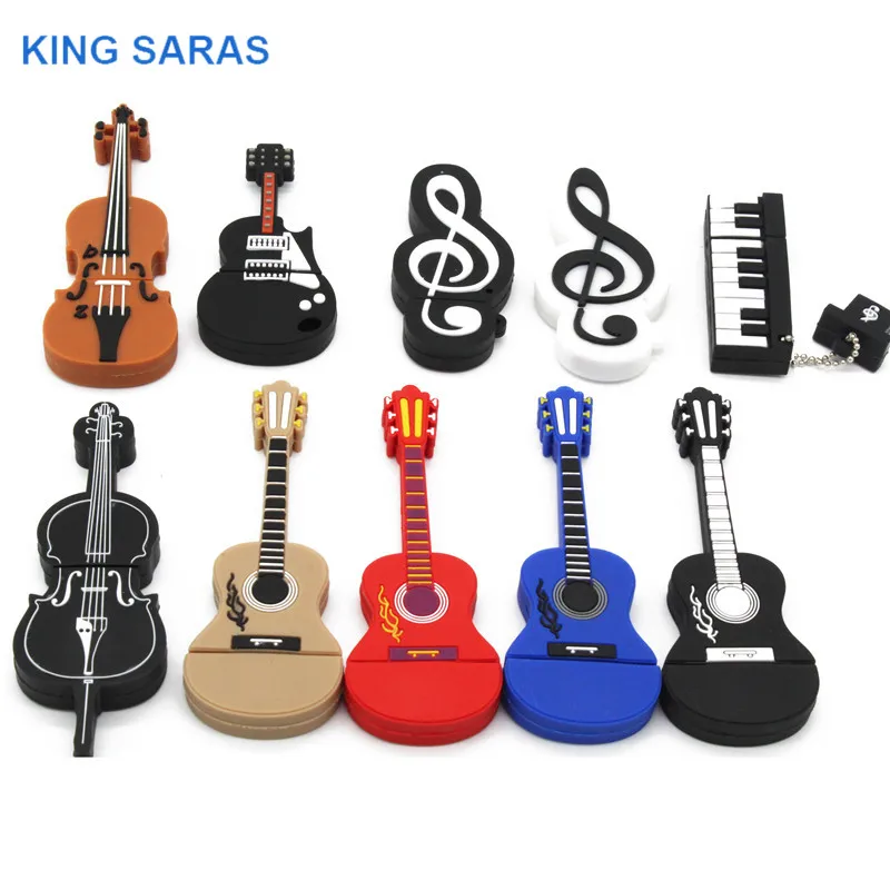 Король сарас мультфильм usb 2,0 музыкальный инструмент пианино гитара Примечание скрипка 64 Гб USB флеш-накопитель ручка привода 4 ГБ 8 ГБ 16 ГБ 32 ГБ U диск
