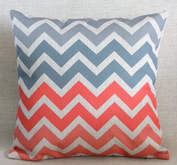 45cmX45cm Vintage Country Red Zigzag HOME DECOR LINEN CUSHION COVER PILLOW CASE 