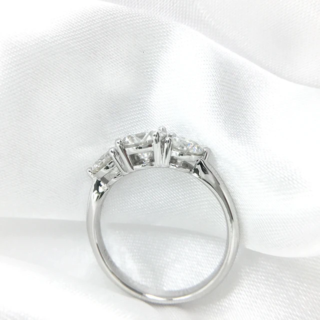 2ctw 6.5mm Round Cut Engagement&Wedding Moissanite Diamond Ring Double Halo Ring Platinum Plated Silver 3