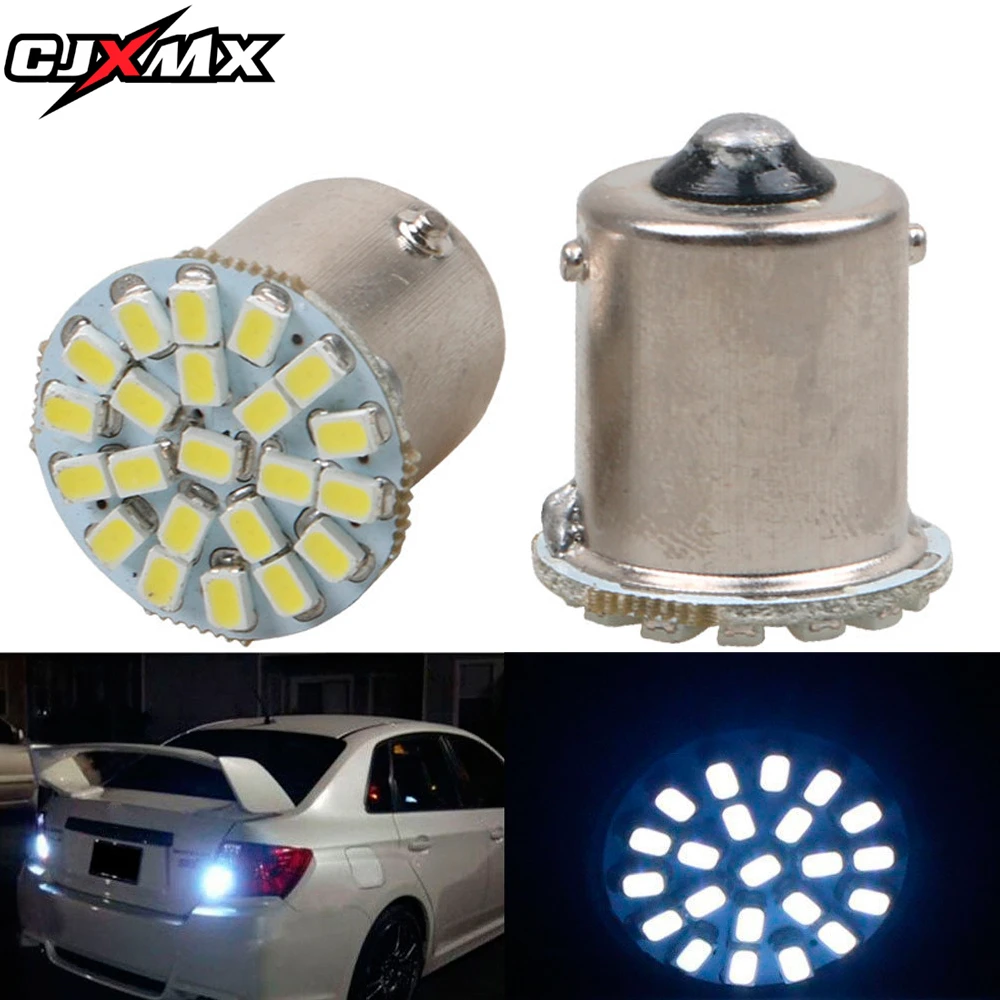 

CJXMX 1Pcs 1156 P21W BA15S 22SMD 1206 Car Lights 12V Auto Front Lights Brake Lights Turn Lights Parking Lamp Bulb 6000K LED Bulb