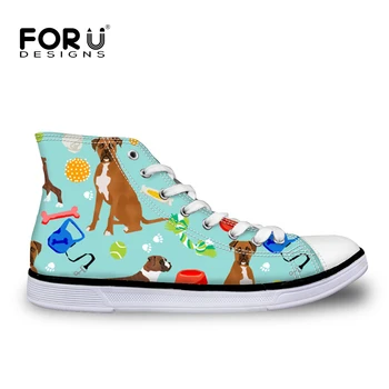 

FORUDESIGNS 3D Cute Pet Dog Printing High Top Canvas Shoes for Women Female Comfortable Lace Up Vulcanized Running Sneakers