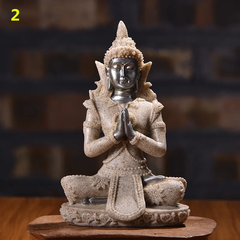 11 стиль природный песчаник миниатюрная статуя Будды Таиланд фэншуй Статуэтка индуистская медитация скульптура украшение дома - Цвет: 2