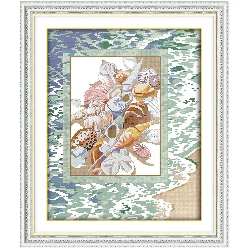 

Conch Patterns Counted Cross Stitch 11CT 14CT Cross Stitch Set Wholesale Cross-stitch Kit Embroidery Needlework