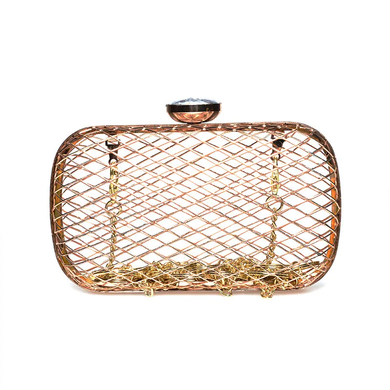 Buy Oval Gold mini Evening Bags Ladies Hollow metal