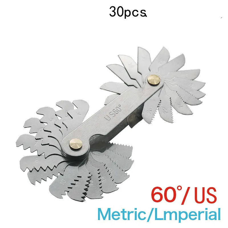 

High quality 30pcs stainless steel tooth gauge thread screw template American standard specification US 60 degrees
