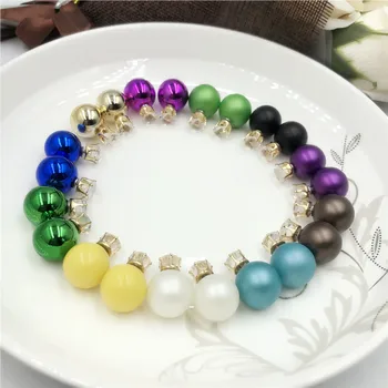

21 colors Choics Candy Colour Pendientes Earrings Ball Shape Plastic Stud Earring Double-sided pearl Colored ear studs oorbellen