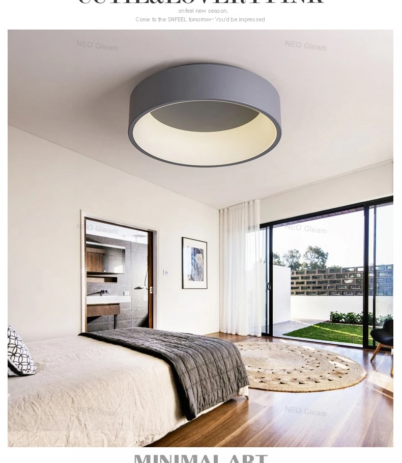 NEO Gleam белые/серые круглые современные светодиодные потолочные лампы для учебы, детской комнаты, спальни, AC85-265V, дома, современный светодиодный потолочный светильник