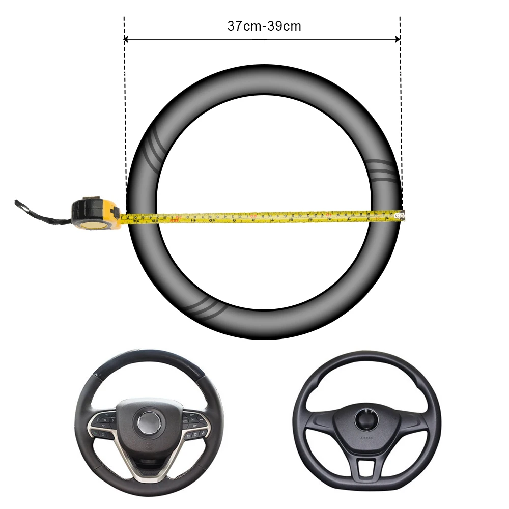 LEEPEE Car Steering Wheel Cover Suitable for 37-38cm Carbon Fiber PU Leather Steering Covers Anti Slip Breathable