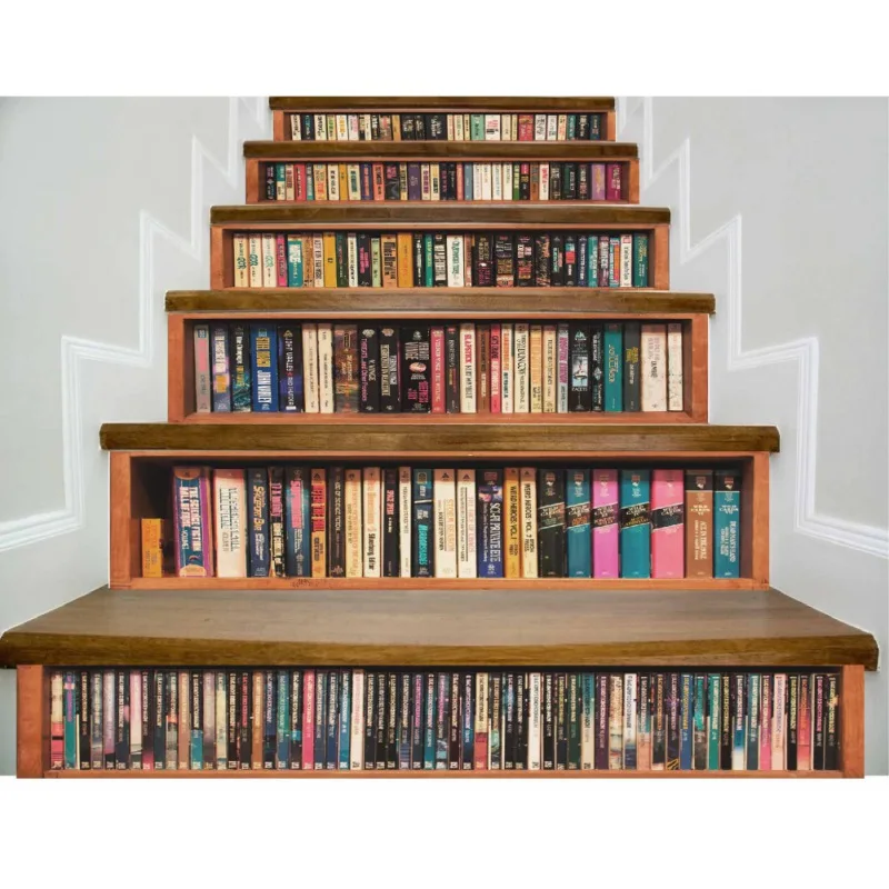 

PVC Decal Paper3D Bookshelf Cat Tiger Self-adhesive Staircases Sticker For Stairway DIY Removable Decoration Hallway Step Floor