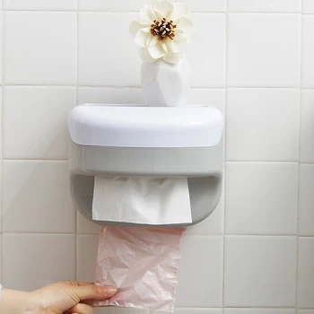 

Bathroom tissue box Toilet Roll Paper Holder Wall Mount plastic WC Paper Phone Holder with Storage Shelf Rack mx01151435