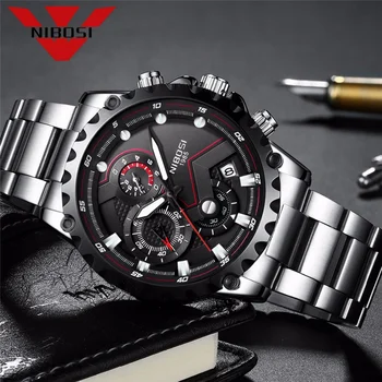 

NIBOSI Watch Men Fashion Sport Quartz Clock Mens Watches Top Brand Luxury Full Steel Business Waterproof Watch Relogio Masculino