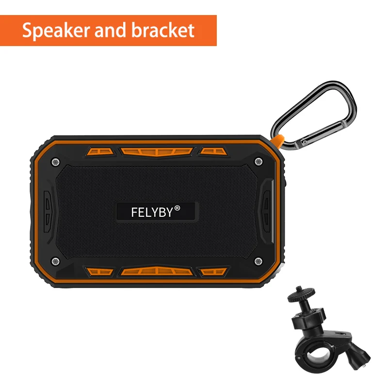 FELYBY Профессиональный S618 Мини Портативный Открытый беспроводной Bluetooth стерео динамик 3 цвета водонепроницаемый для спорта и телефона компьютера - Цвет: Orange add Bracket