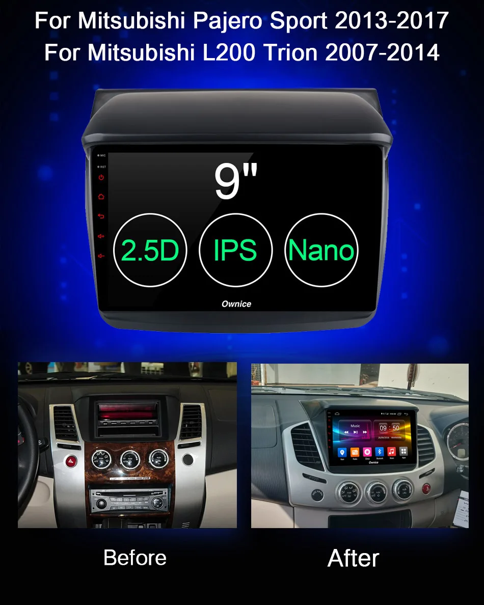 Android 9,0 1DIN " ips 8 Core 4G+ 32G автомобильный DVD gps Navi Радио для Mitsubishi Pajero Sport L200 Trion Видео Аудио CarPlay DSP ADAS