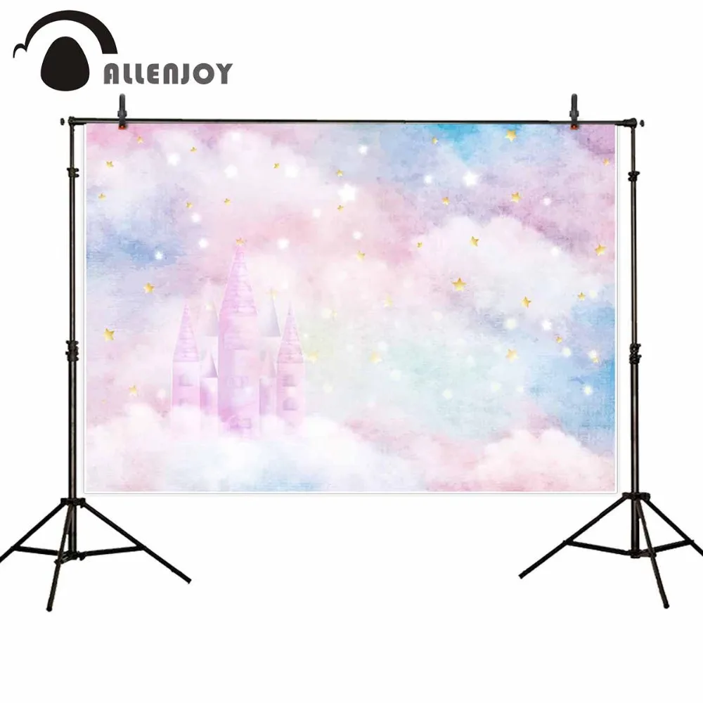 

Allenjoy castle colorful clouds golden Flashing stars dream children birthday party photographic background photo wall-papers
