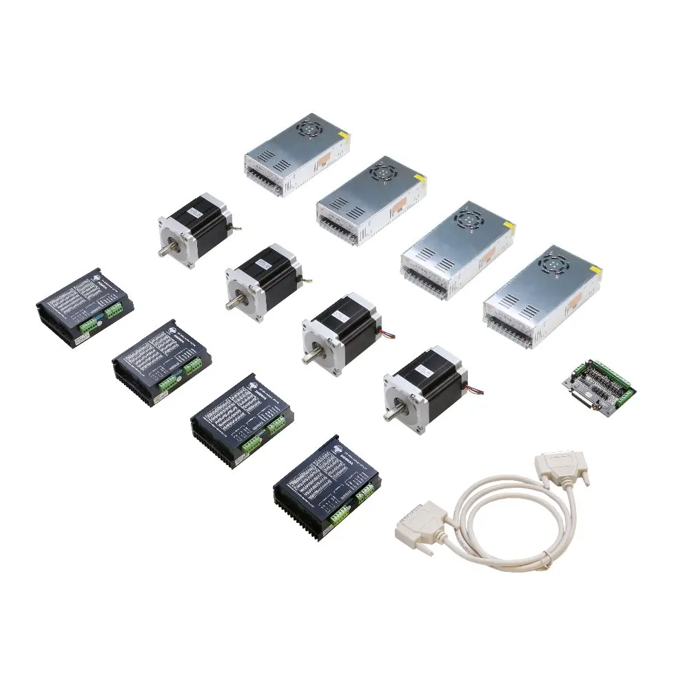 US $374.00 Holiday 4axis Nema 34 Stepper Motor 1090ozIn 34HS9840 8wires 4A Driver Controller DM860A 78A CNC Router Kit