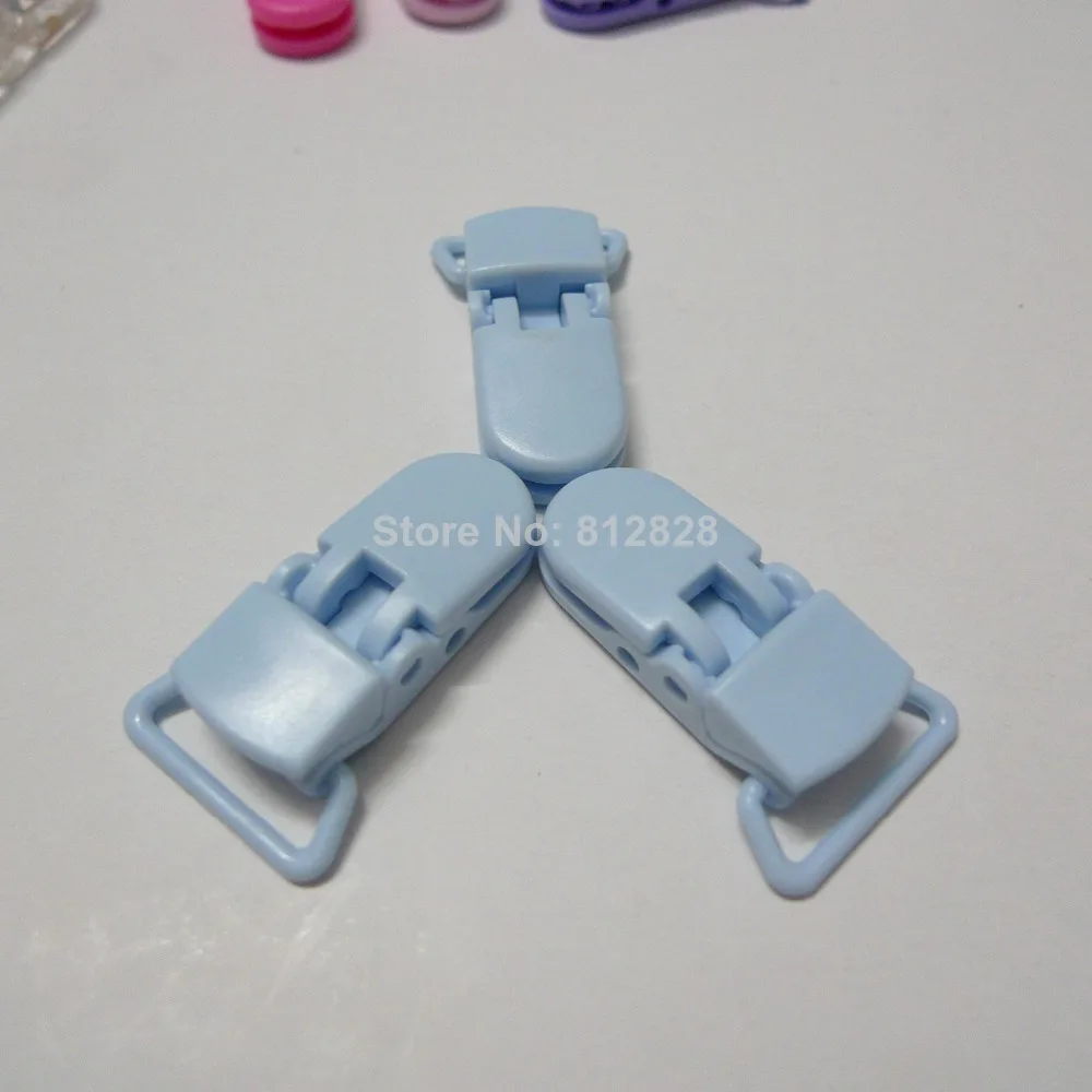 25pcs 3/4" 20mm Wide Pastel Blue Color Plastic Suspender Clipsin