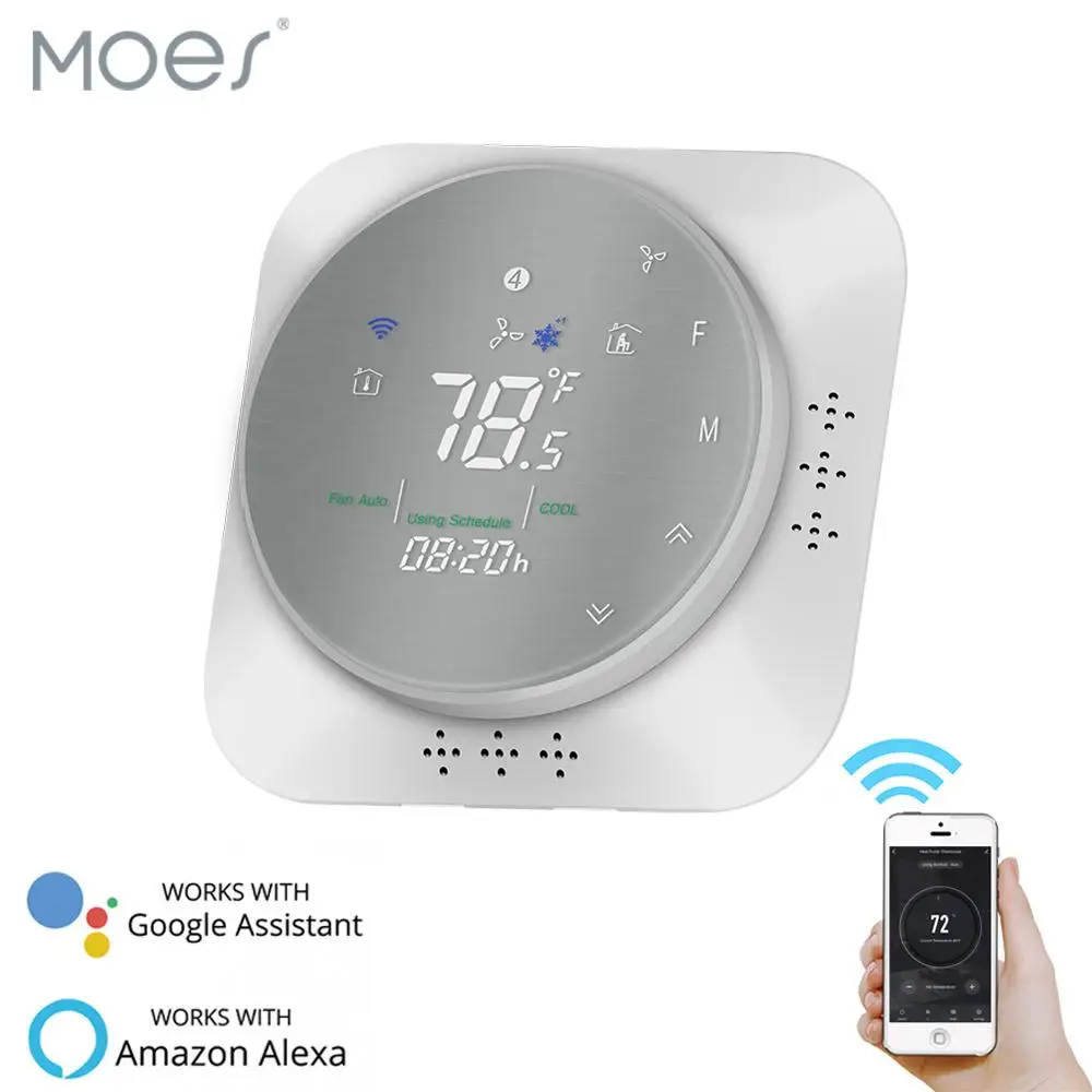 Moes Smart WiFi Programmable Thermostat ,Metal Brushed Panel,Smart Life
