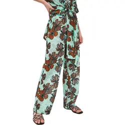 2018 летние Штаны Повседневная печать Штаны женские брюки с высокой талией цветы Женская одежда