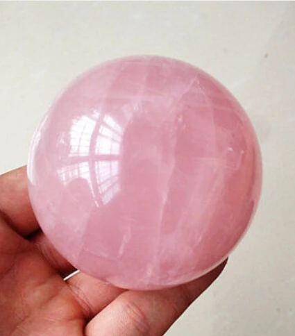 

huij 00894 NATURAL PRETTY Pink ROSE QUARTZ CRYSTAL SPHERE BALL HEALING Bronze Statue