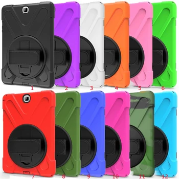 

30pcs/lot Wrist Strap Silicone+PC Shockproof Heavy Duty Hard Case With Stand For Samsung Galaxy Tab A 9.7 T550 T555