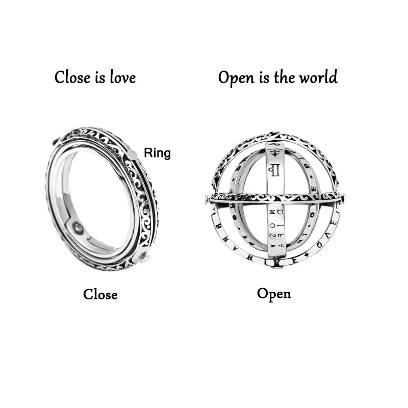

Creative Astronomical Ball Ring Vintage Rotatable Complex Rotating Clamshell Astronomical Ring Constellation Men Gold Ring Aneis